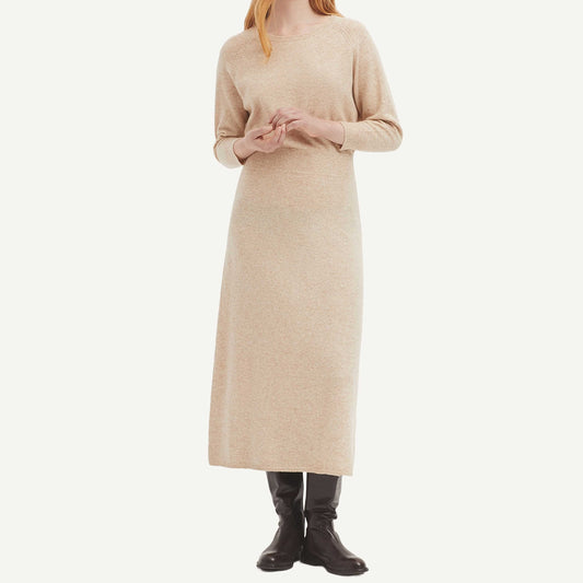 Knit Dress with Sleeves - Terracotta Ecru Pointelle