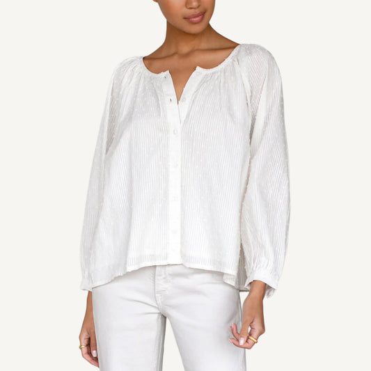 Frances Blouse - Dot Stripe Ivory
