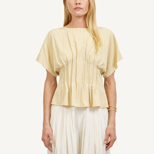 Woven Round Blouse - Butter