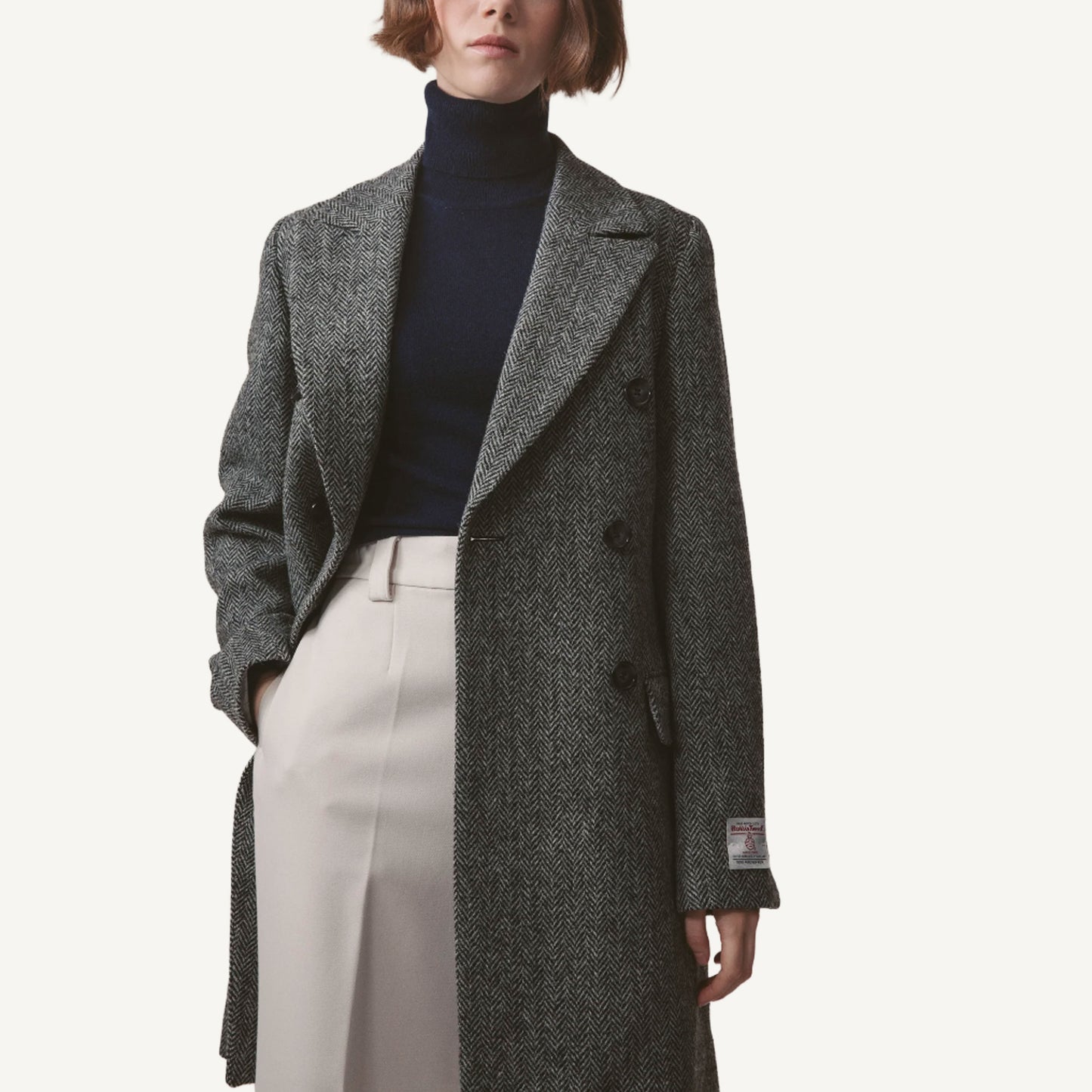 Melody Coat - Light Grey Herringbone