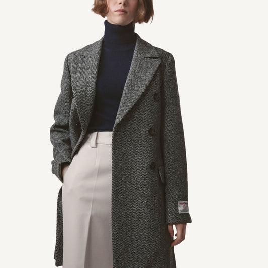 Melody Coat - Light Grey Herringbone