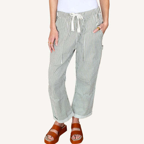 Family Cargo Pant - Moss Stripe Organic