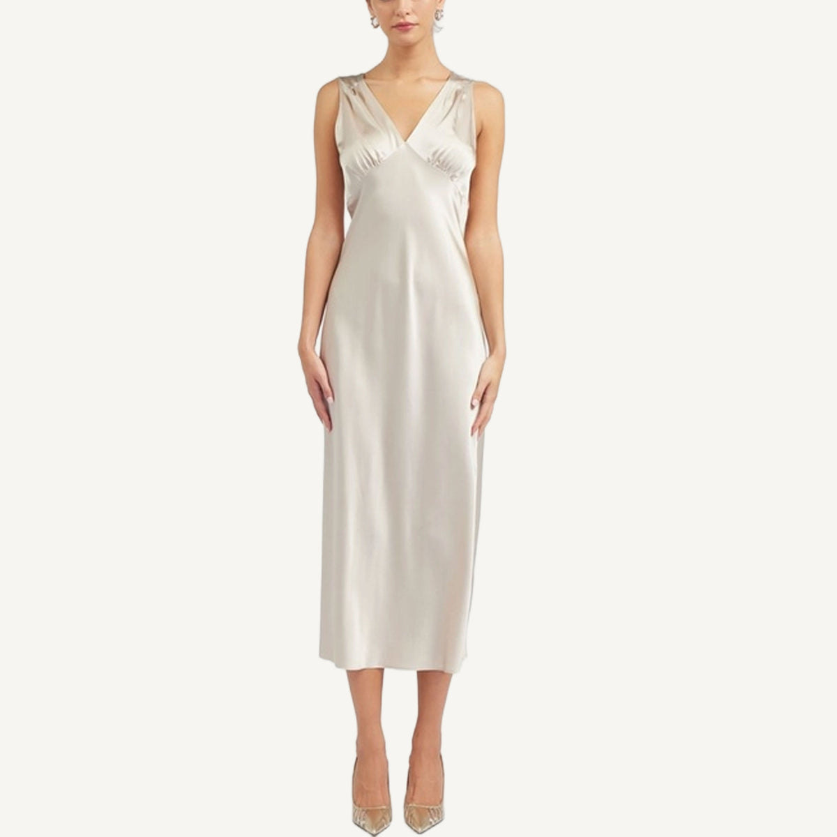 Silk Sweetheart Midi Dress - Champagne