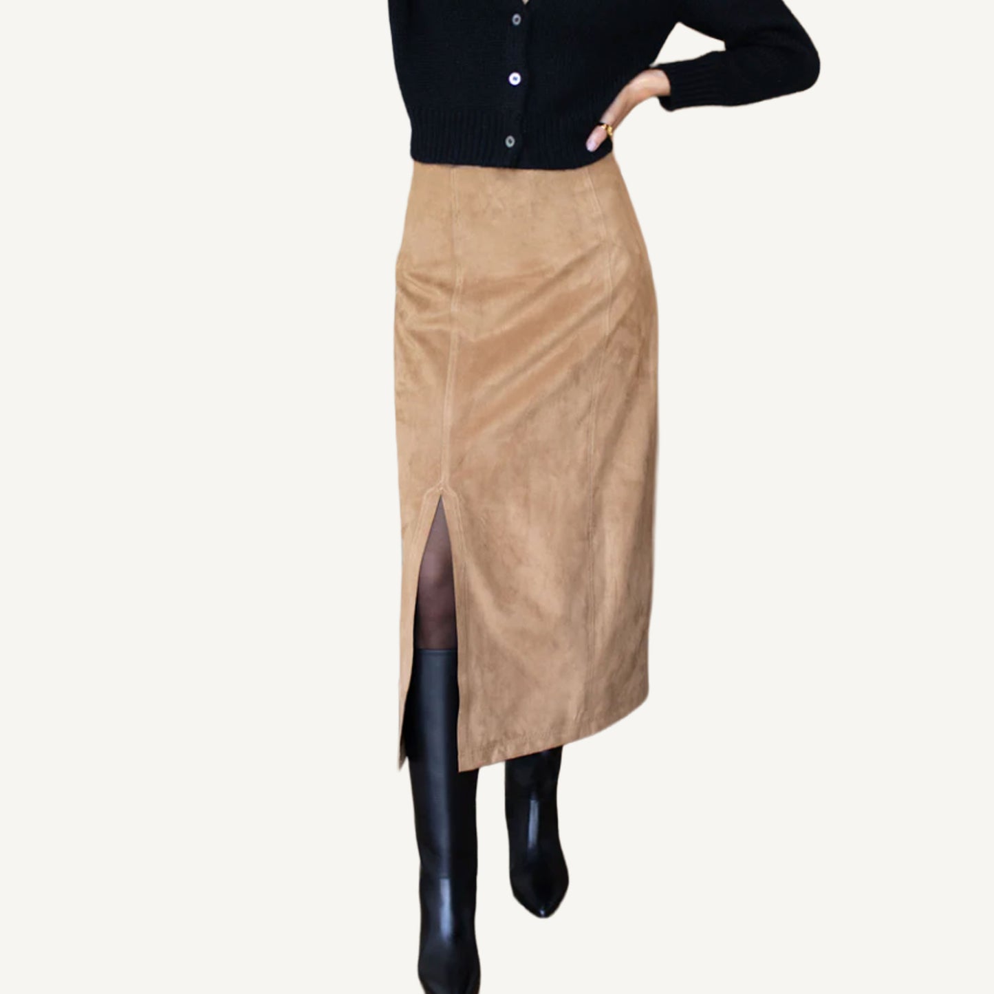 Pencil Skirt - Cocoa Suede