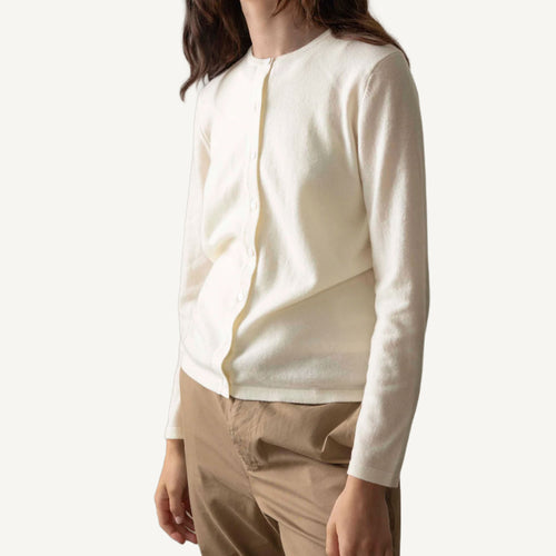 Kiltane High Button Cardigan - Soft White