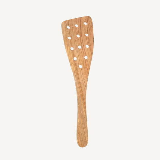 Italian Olive Wood Wide Pierced Spatula