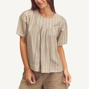 Short Sleeve Pleated Blouse