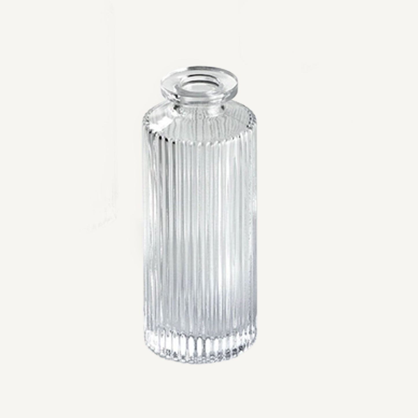 Clear Pleated Glass Bottle Bud Vase