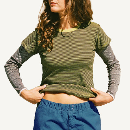 Striped Ringer Tee - Citron