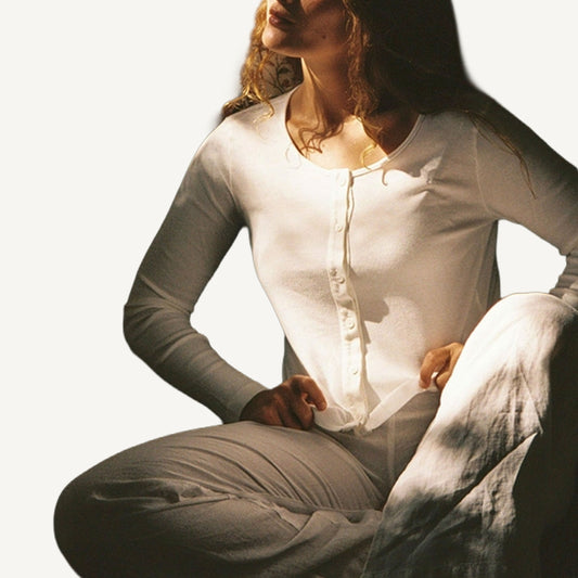 Organic Rib Cardigan - Ivory