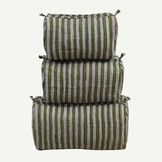 Green Stripe Cosmetic Bag