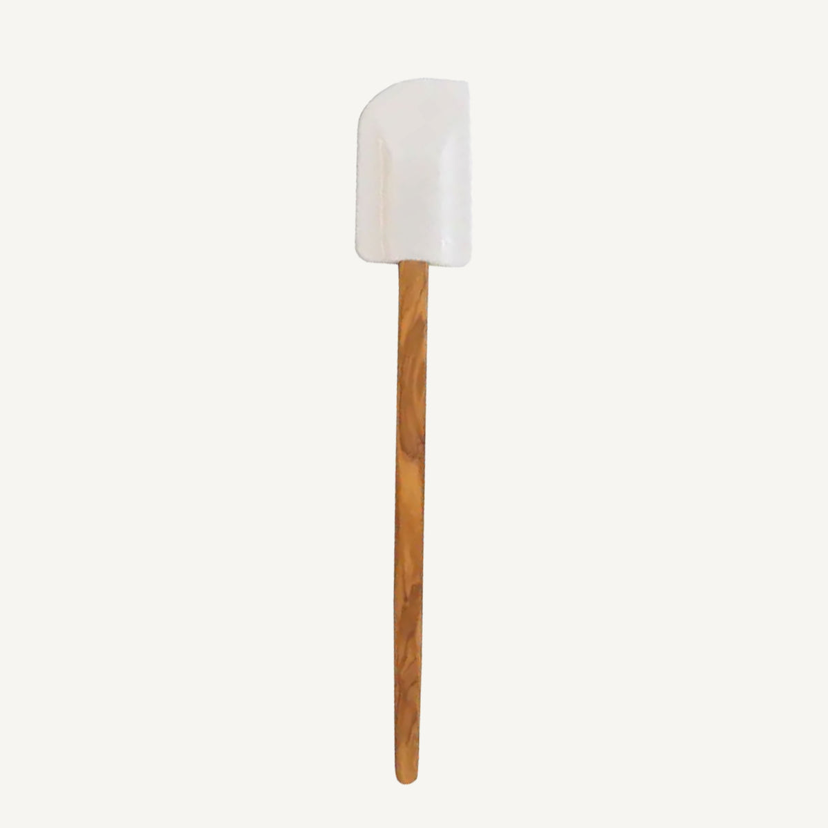 Silicone Spatula (White) with Olive Wood Handle - 12"