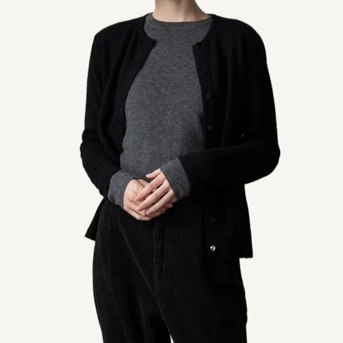 Kiltane High Button Cardigan - Black