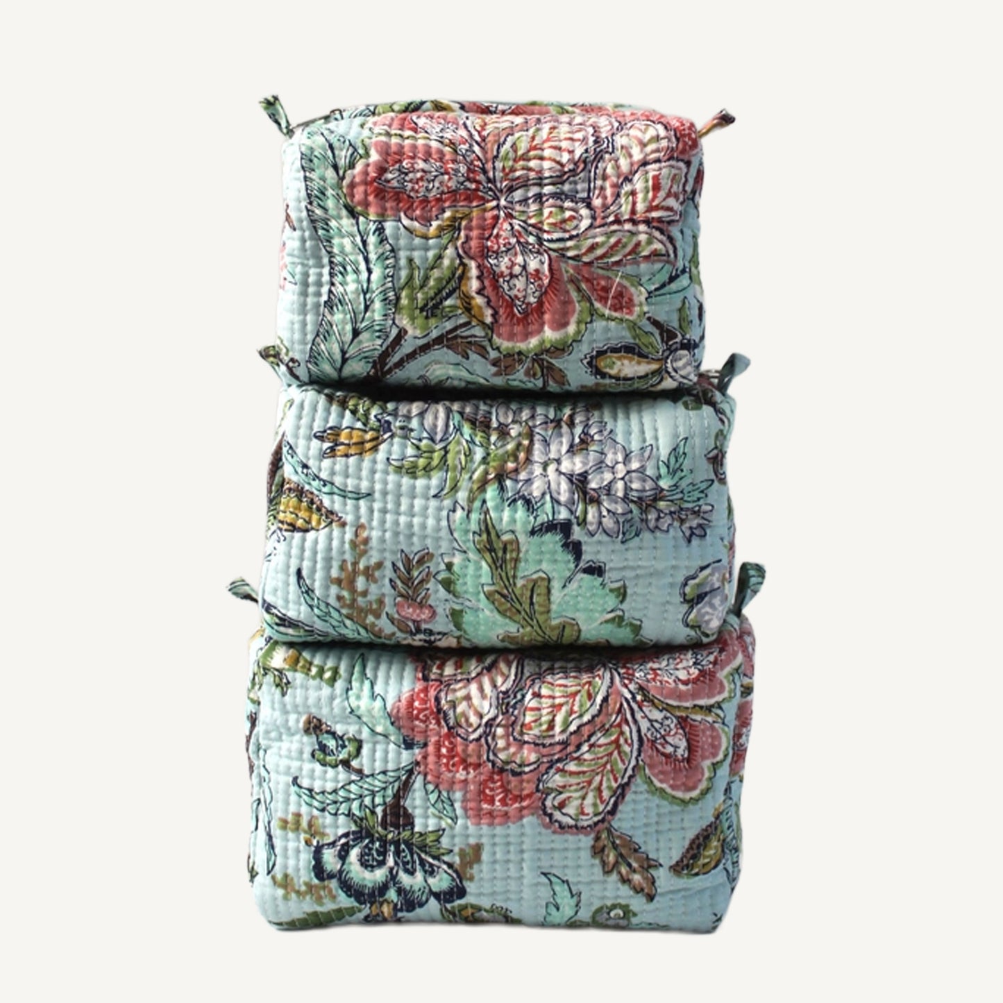 Blue Floral Print Cosmetic Bag