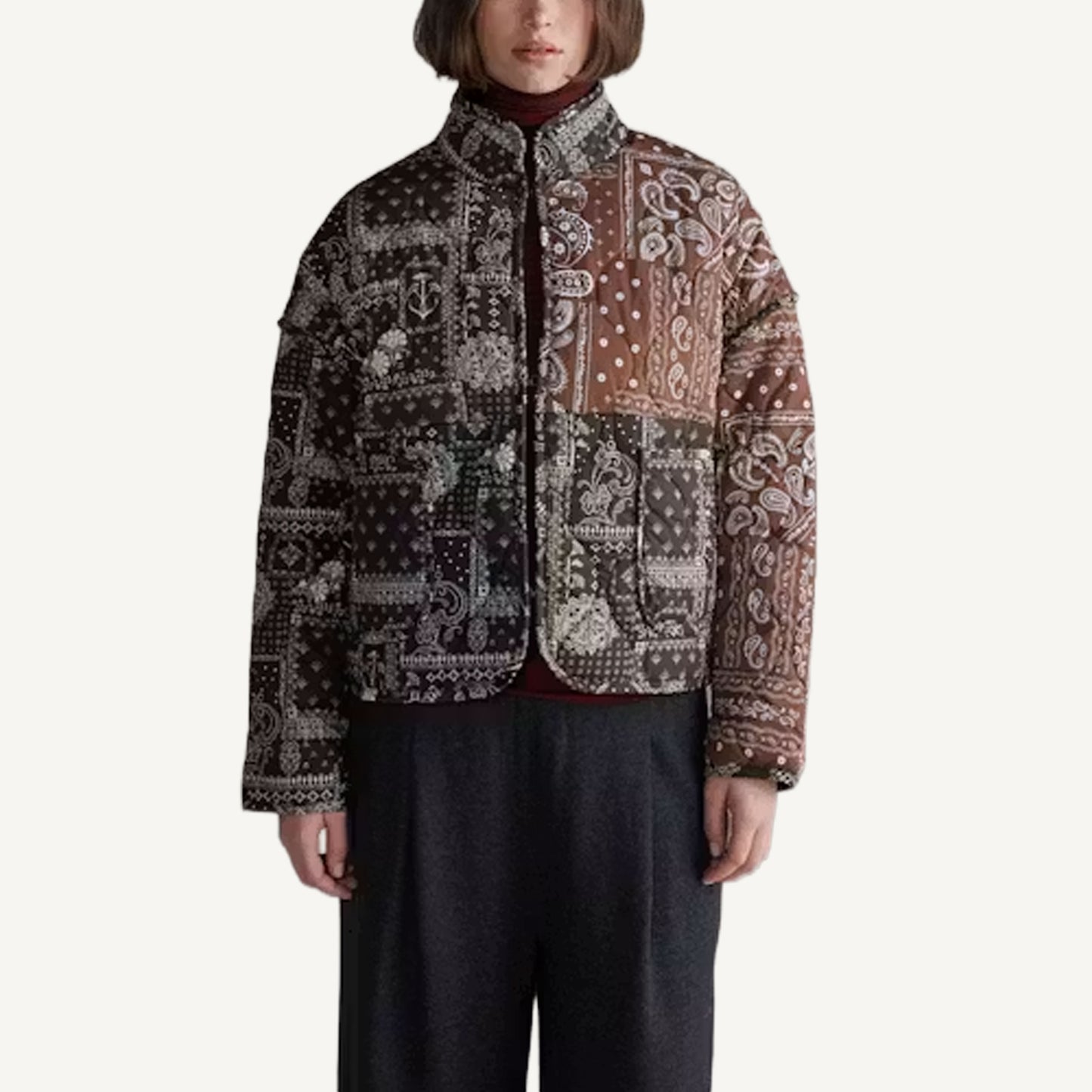 Patched Quilt Jacket - Brown/Black