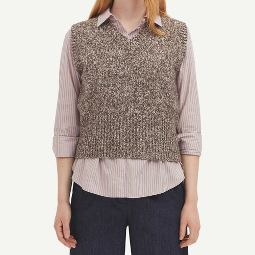 Twine Thread Knitted Vest - Chestnut