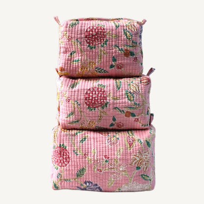 Light Pink Floral Print Cosmetic Bag