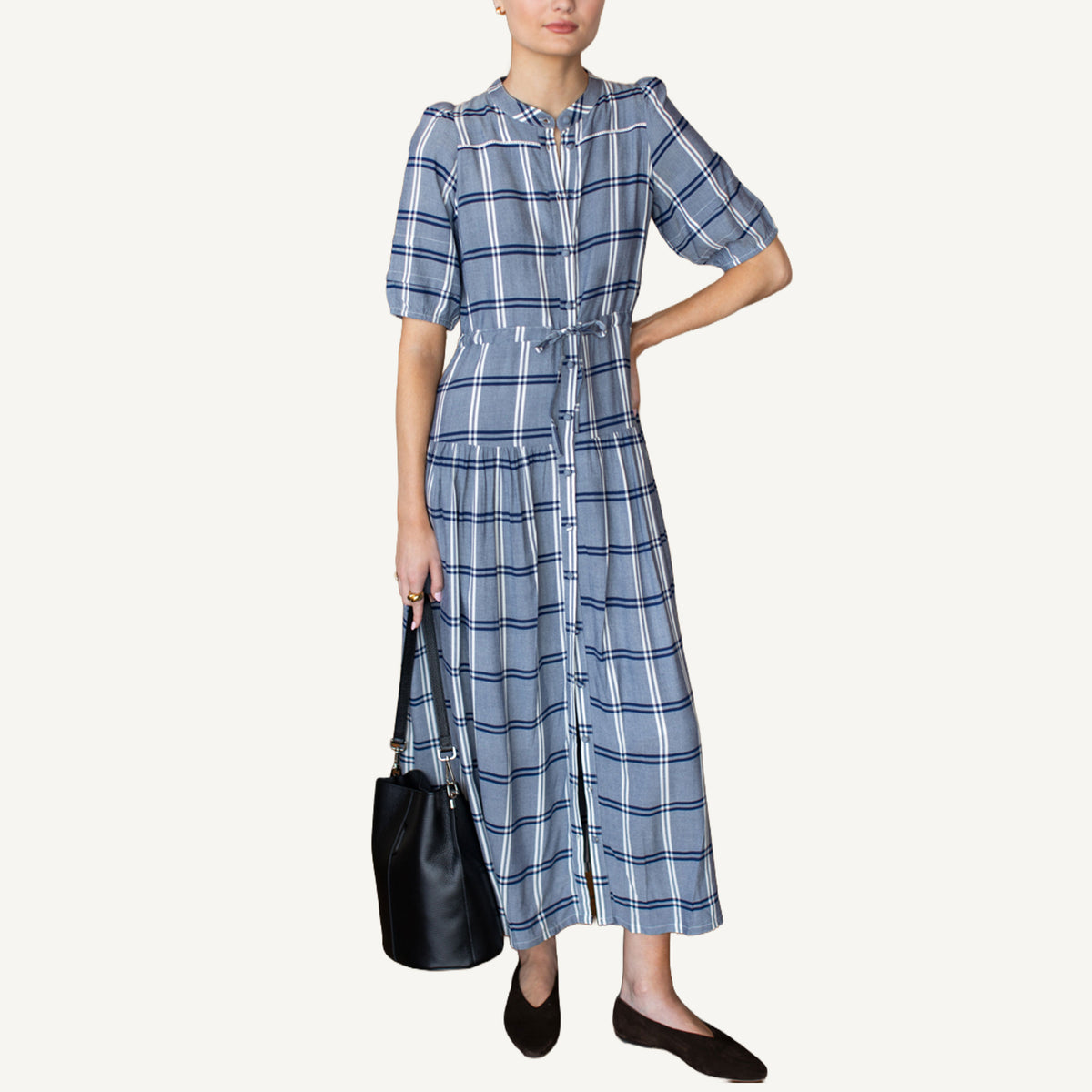 Lucy 4 Basque Dress - Skye Plaid