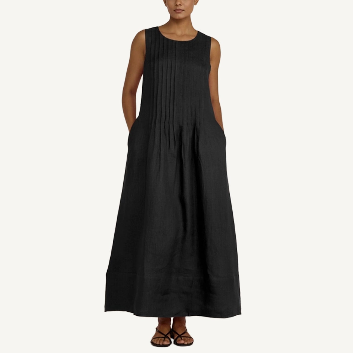 Pleated Maxi Dress - Black