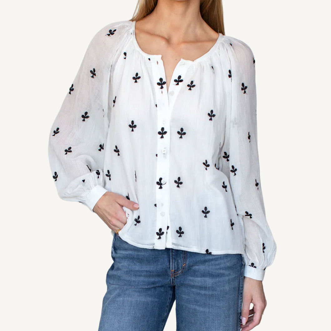 Frances Blouse - Embroidered Clover