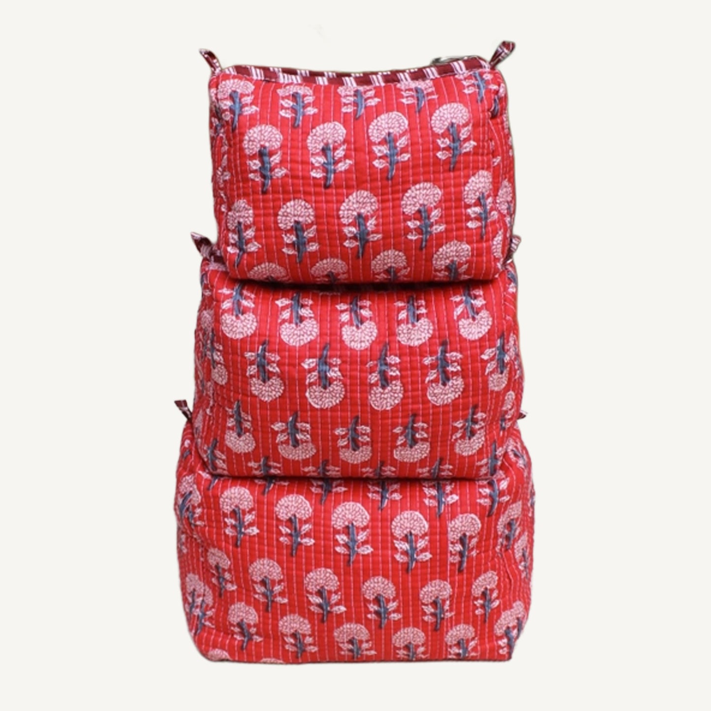 Red Boota Print Cosmetic Bag