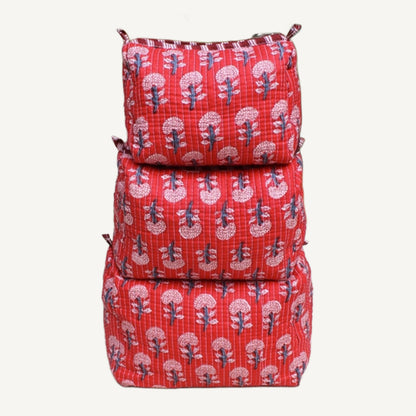 Red Boota Print Cosmetic Bag