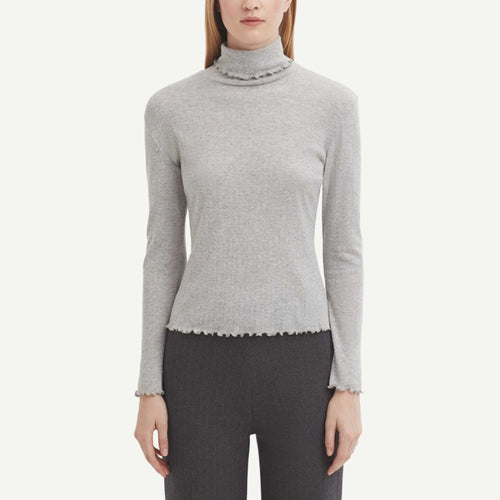Pointelle Turtleneck - Grey