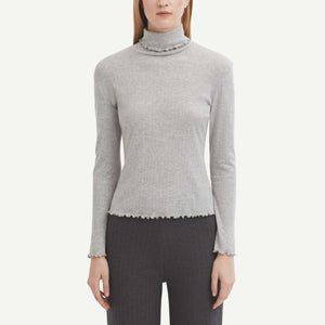 Pointelle Turtleneck - Grey