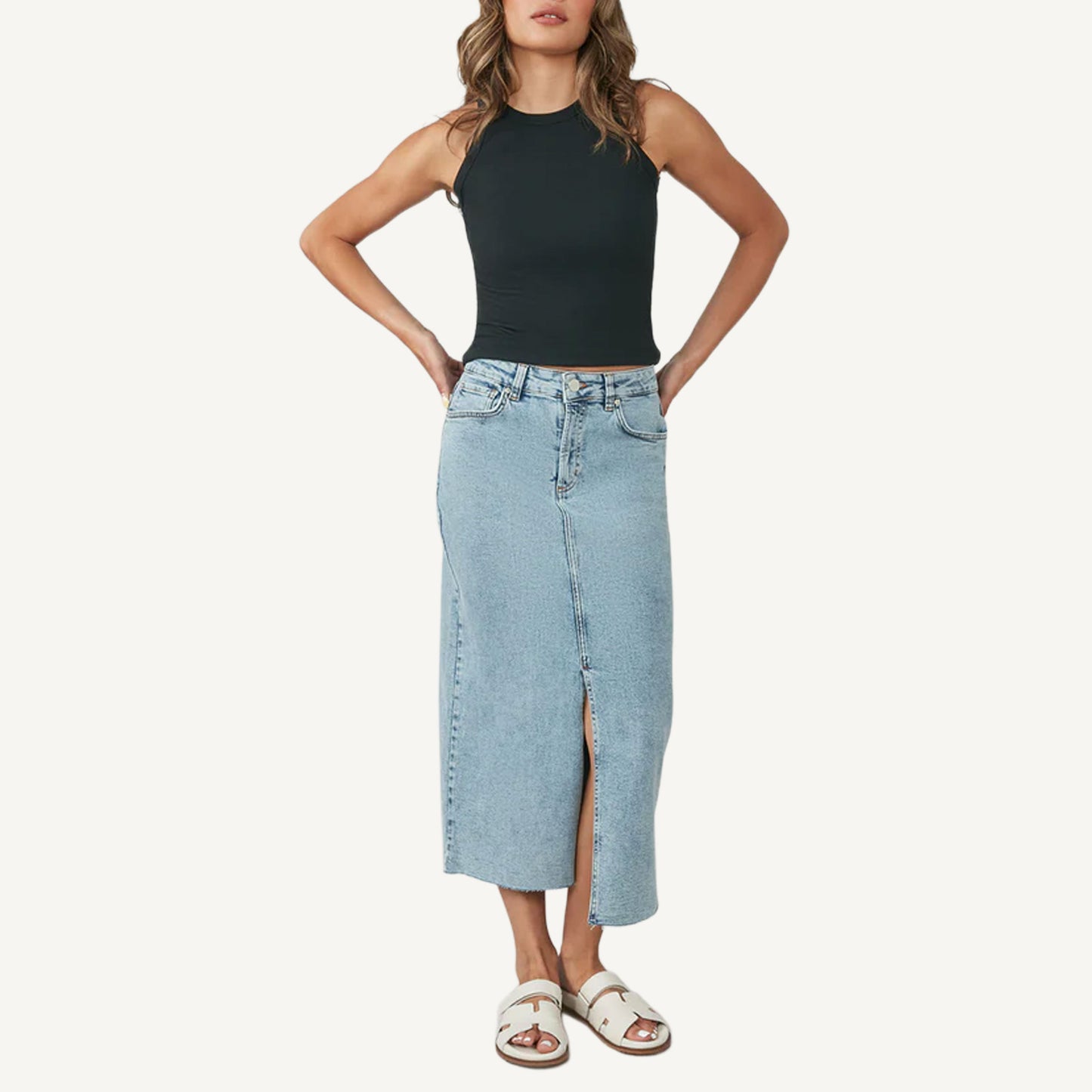Halston Denim Skirt - Raw