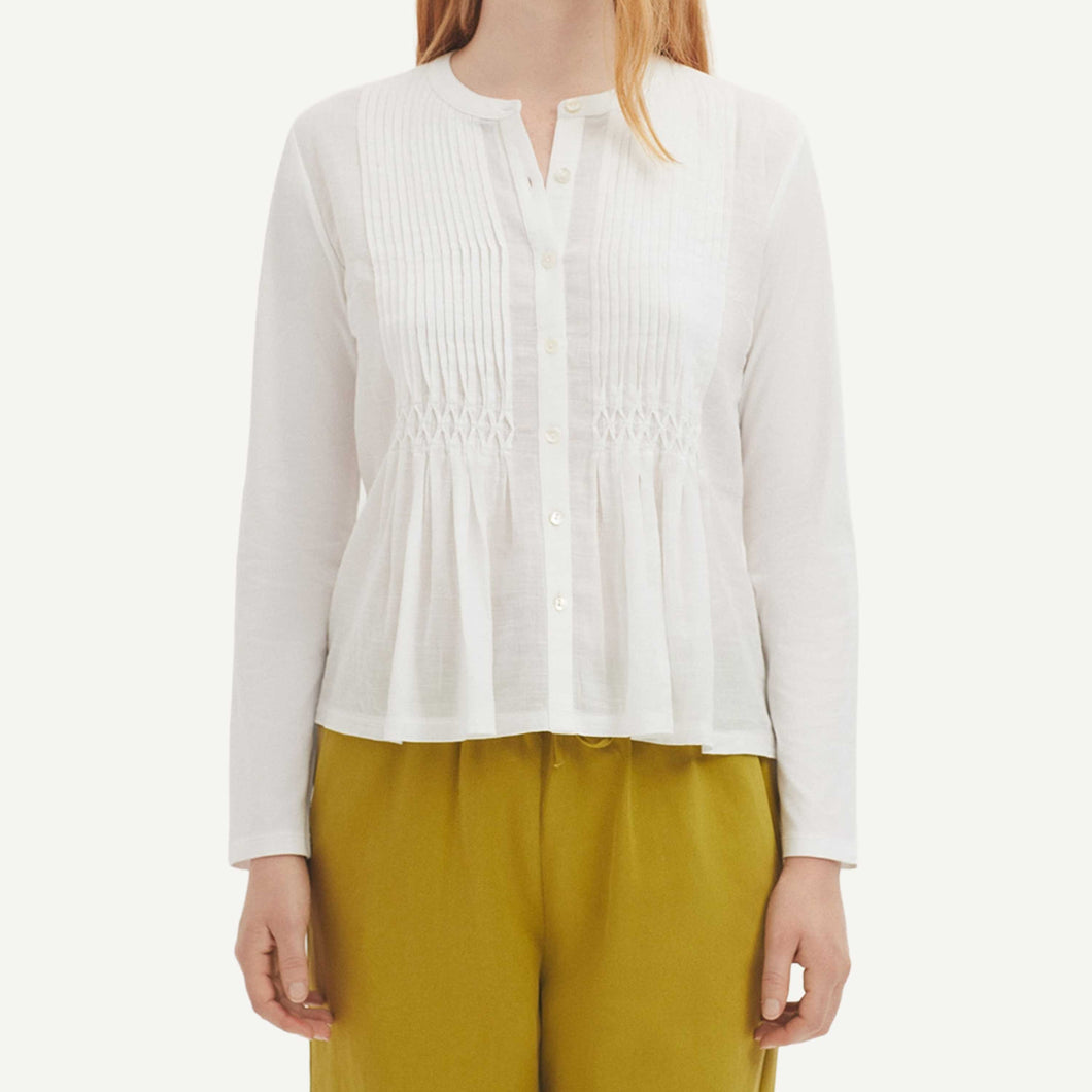 Bimaterial Jareta Shirt - White