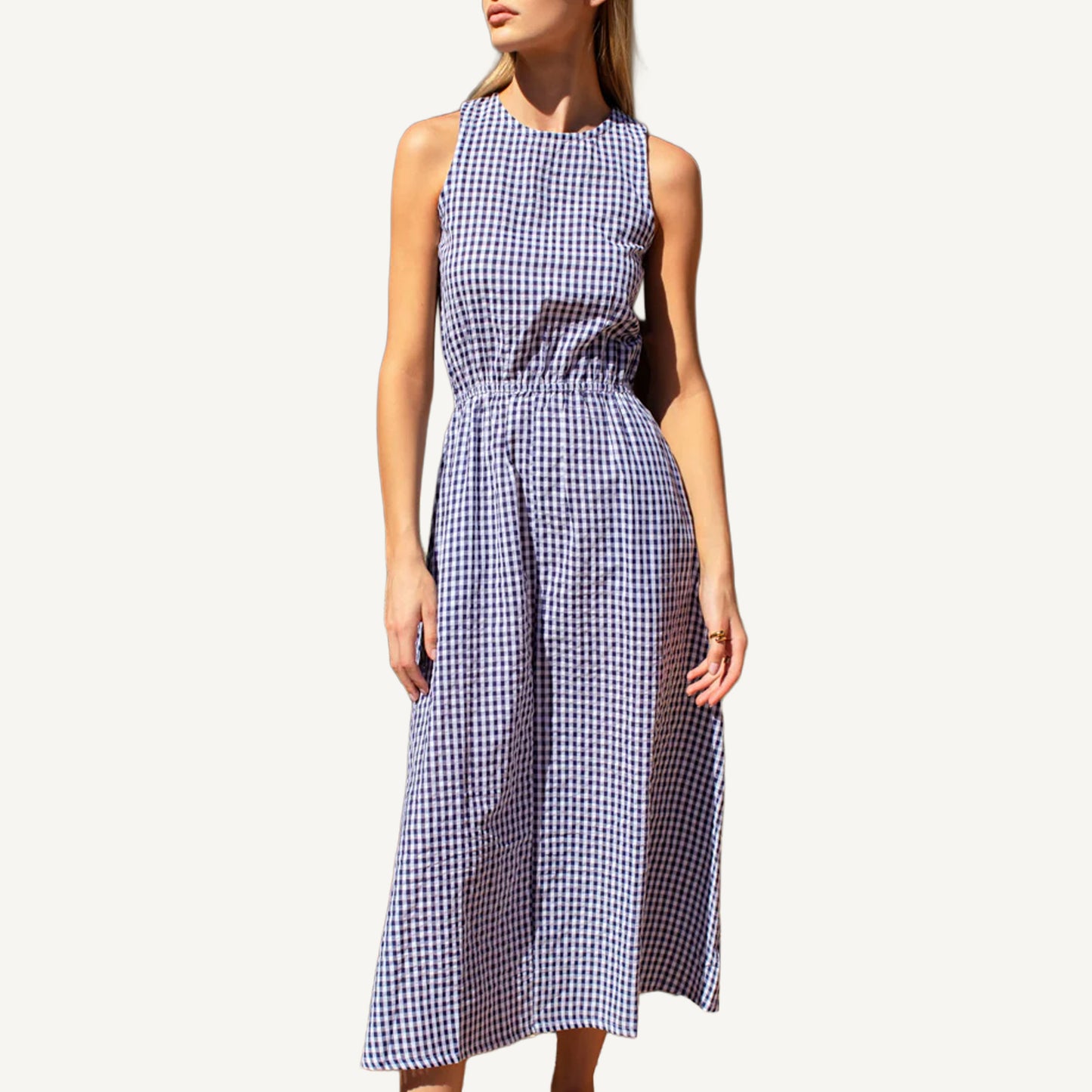 Studio Sundress - Navy Seersucker
