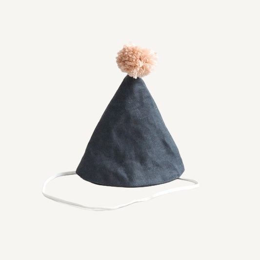 Linen Birthday Hat - Dark Grey