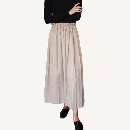 Soft Pleated Maxi Skirt Umber