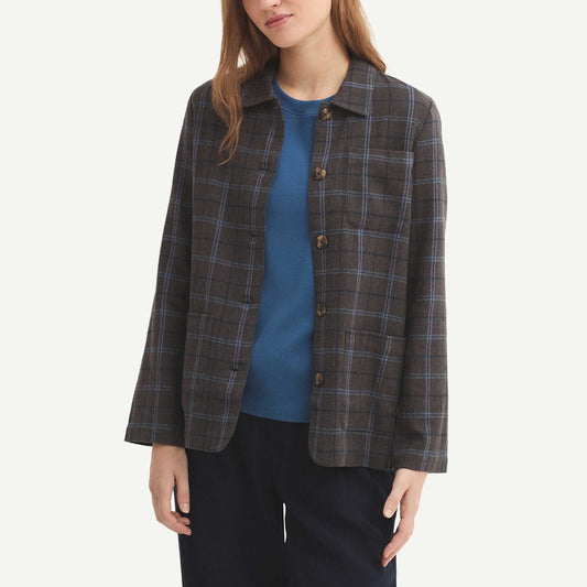 Checked Fluid Jacket - Dark Grey Melange