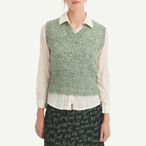 Twine Threaded Knit Vest - Green