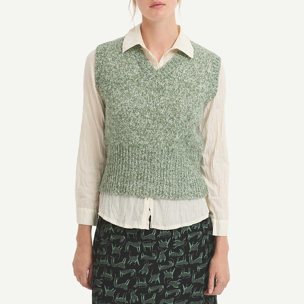 Twine Threaded Knit Vest - Green