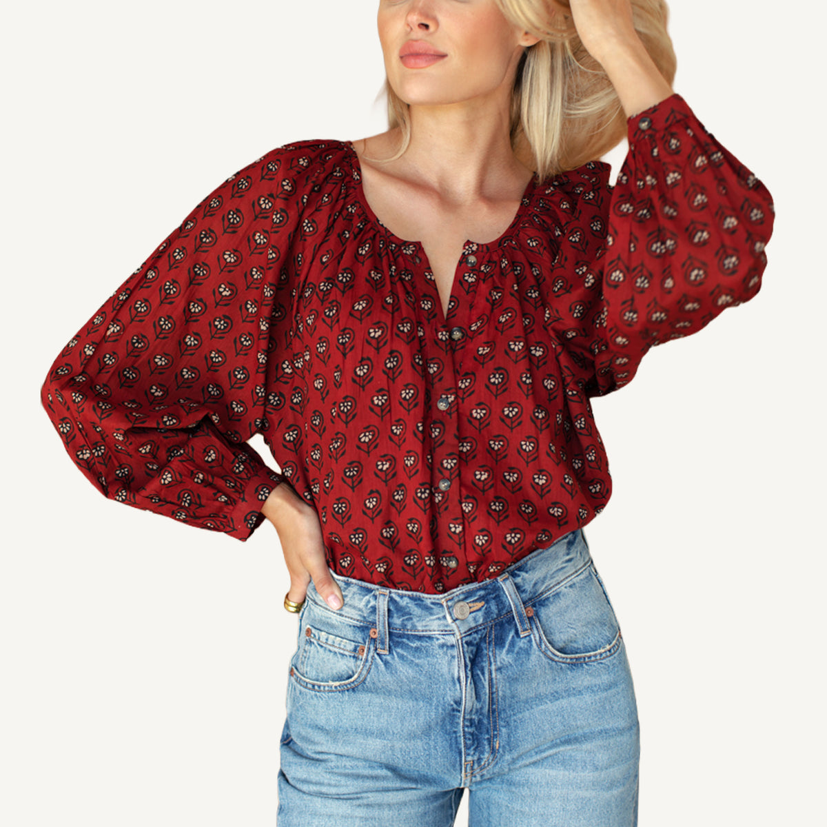 Frances Blouse - Lantern Flower Rouge