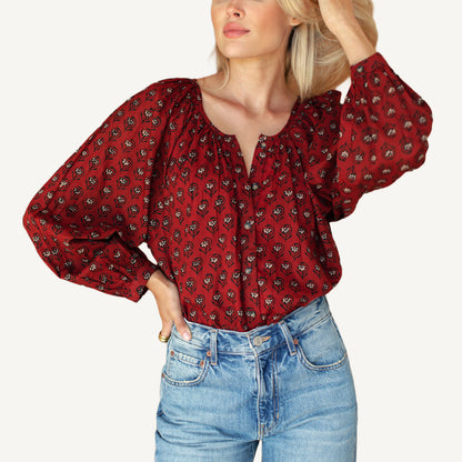 Frances Blouse - Lantern Flower Rouge