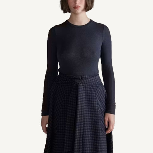 Wool Blend Knit Top - Denim