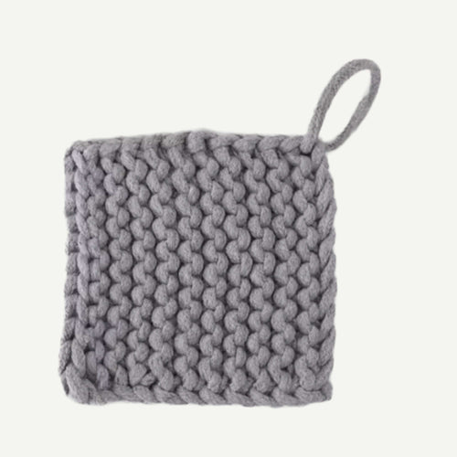 Cotton Crocheted Pot Holder - Grey