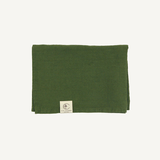 Vintage Linen Kitchen Towel - Dark Green