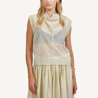 Sheer V-Neck - Taupe