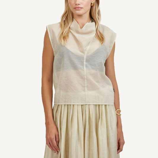 Sheer V-Neck - Taupe