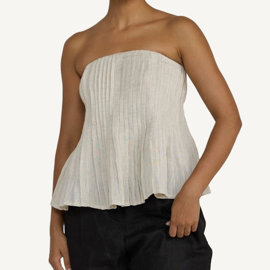 Strapless Pleated Top - Natural