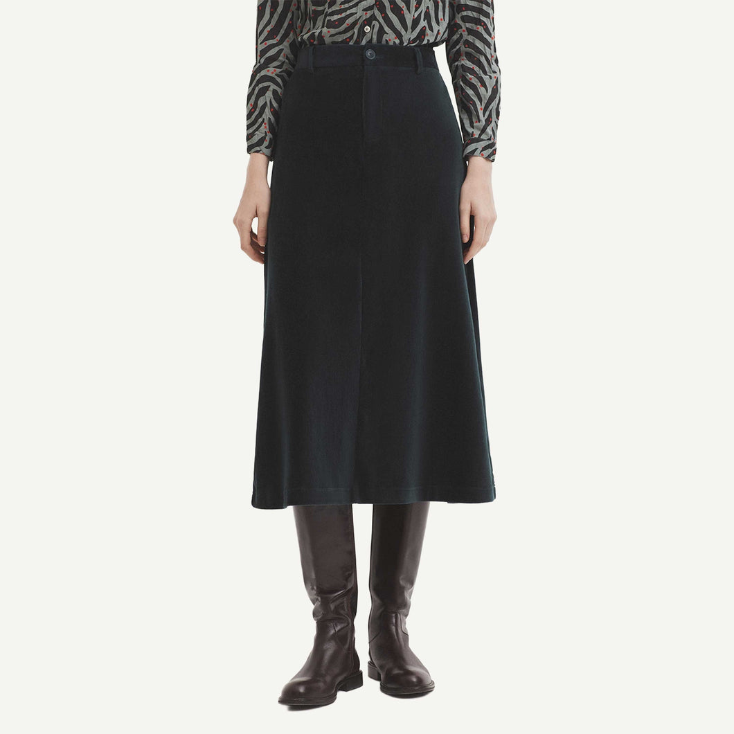 Micro Cord Long Skirt - Black