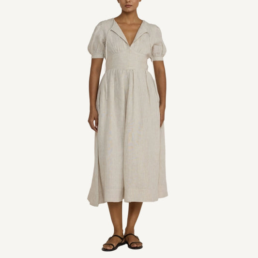 Short Sleeve Bodice Dress - Natural