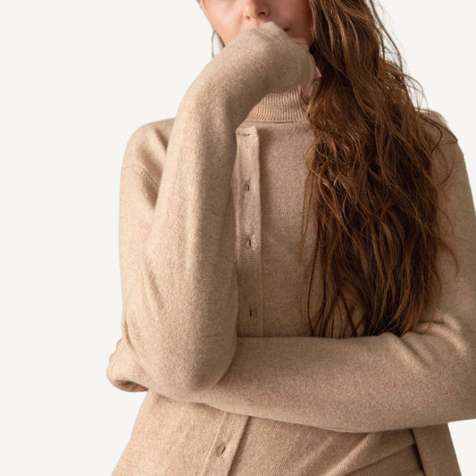 High Button Cardigan - Vicuna