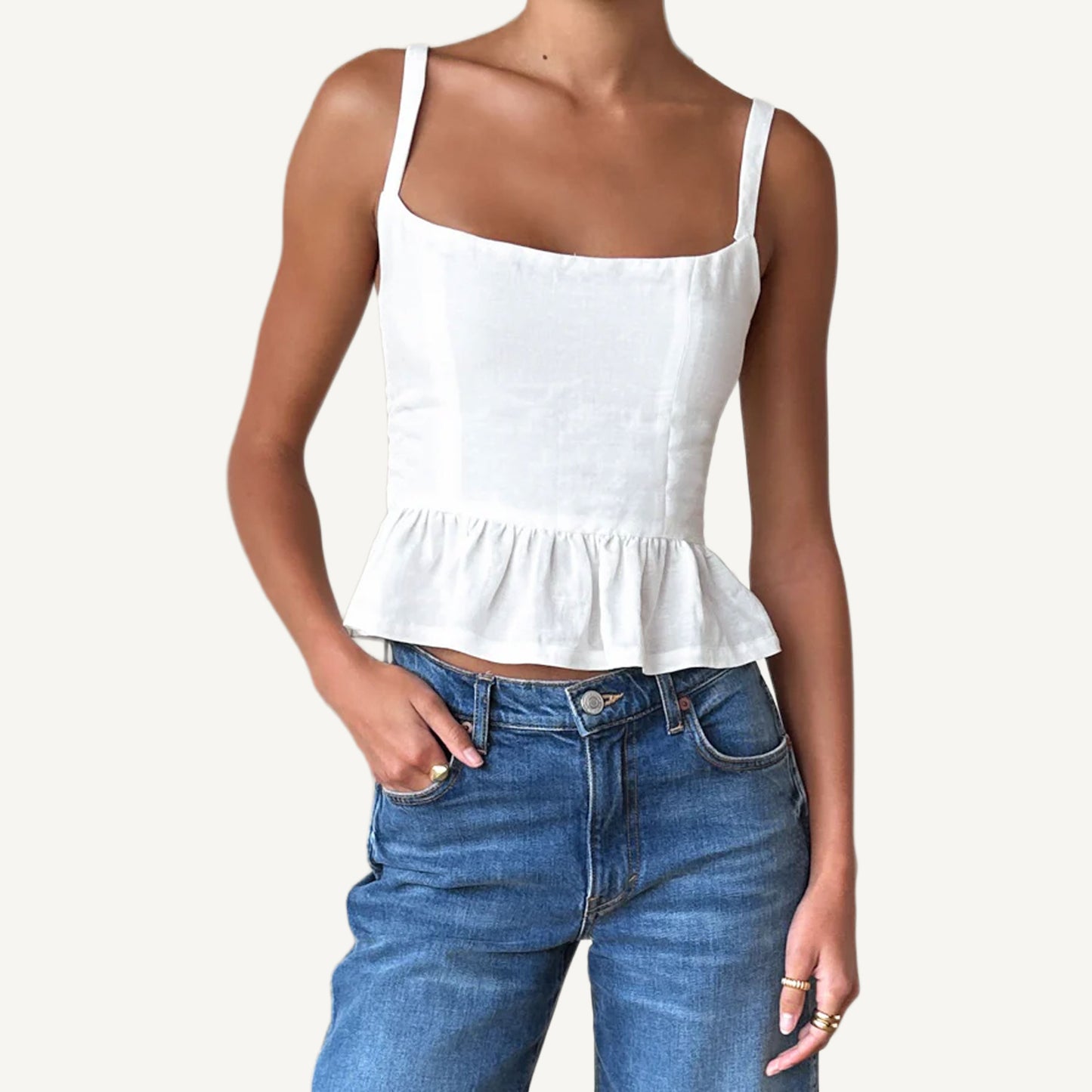 Jour Peplum Top 2 - Star White