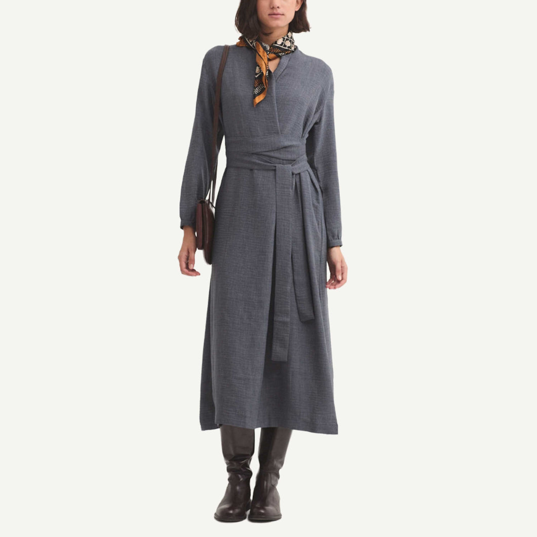 Melange Wrap Dress - Ink Blue