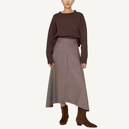 Flowy Midi Skirt - Wool Plaid